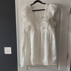 ARULA Ivory Satin Mini Dress